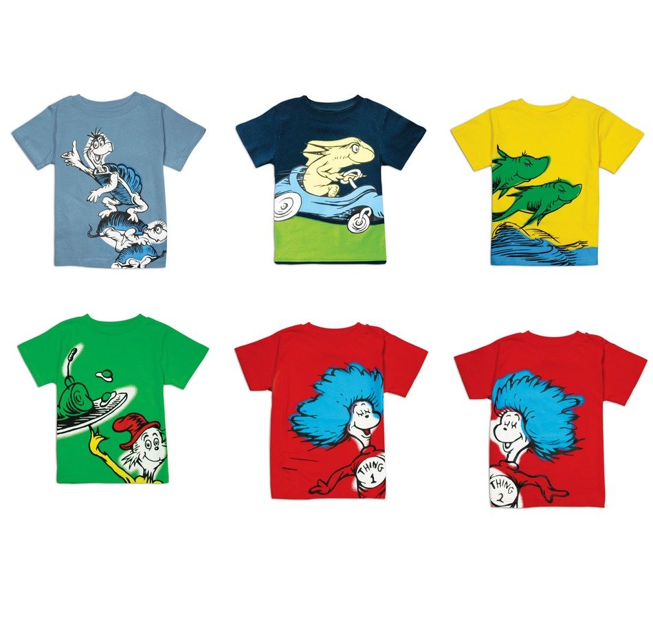 Dr Seuss Characters, prints on t-shirts