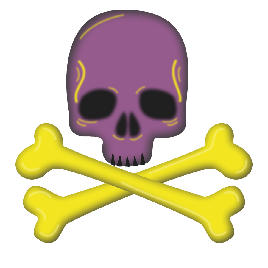 Painted purple skull and yellow bones free image download