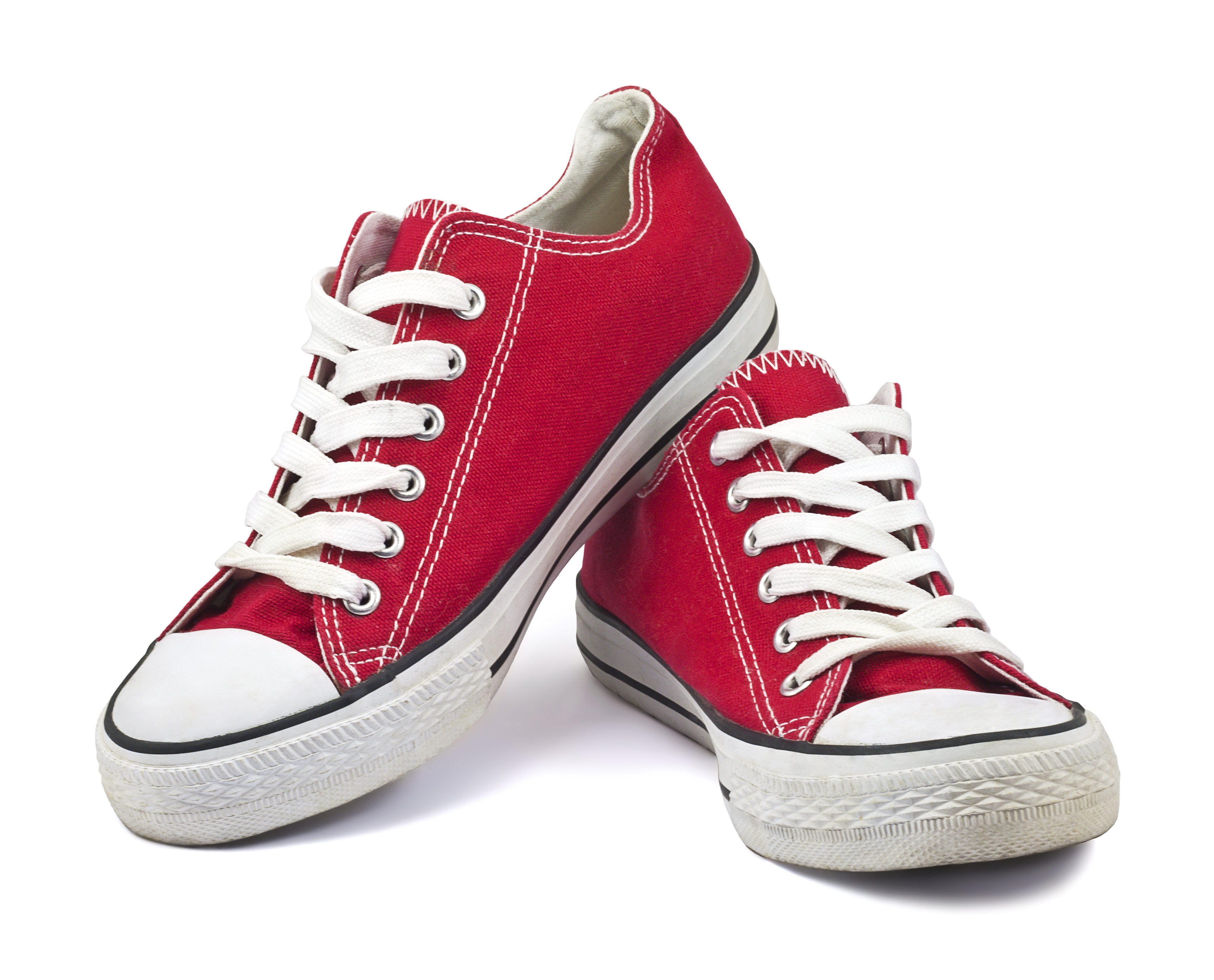 Red sneakers with white laces free image
