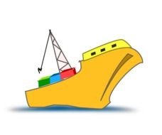 painted yellow cargo ship