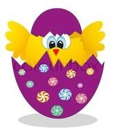 cartoon chick looking out painted Easter Egg