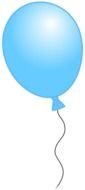 blue balloon on a rope on a white background