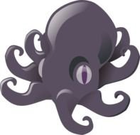 cartoon Octopus at dark background