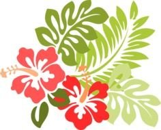 Colorful Hawaiian flowers and leaves clipart