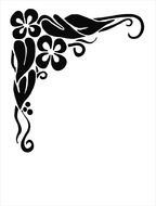 black floral drawing in the corner of a white sheet