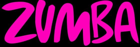 Zumba, pink lettering at black background