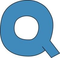 blue letter Q on a white background