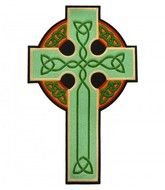 Green &amp; Gold Irish Celtic Cross Patch Patches
