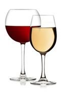 glasses with white and red wine