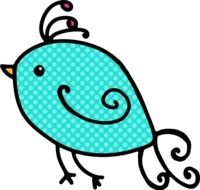 small blue cute bird drawing