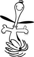 Black and white drawing of Snoopy clipart