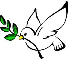 painted white dove with a green olive branch