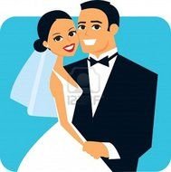 picture of the groom with the bride on a blue background