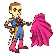 painted matador with a pink rag
