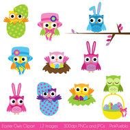 Clipart of an Easter Owls