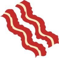 drawn two slices of bacon on a white background