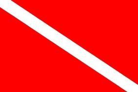 red flag with white diagonal stripe