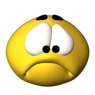 painted sad smiley on a white background