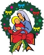 christmas drawing of mother of god with baby