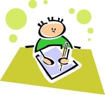 Clip art of writing child
