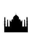 Taj Mahal silhouette on white background