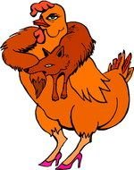 Chickens with fox drawing