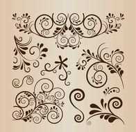 Floral Swirl Decoration Vector Element Collection Free