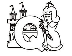 Black and white drawing of the "Q" letter clipart