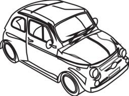 painted mini car in coloring book