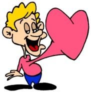 funny man with a big heart as a picture for clipart