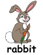 Colorful drawing of the rabbit in alphabet