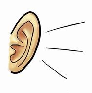 Big Human Ear Listening A Woman Listens To Large