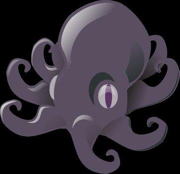cartoon Octopus at dark background