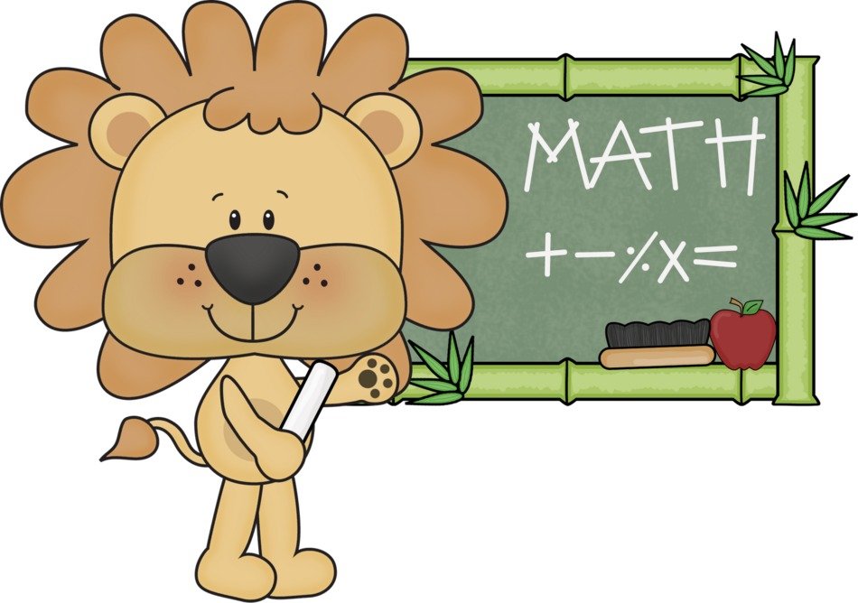 cartoon lion at the blackboard