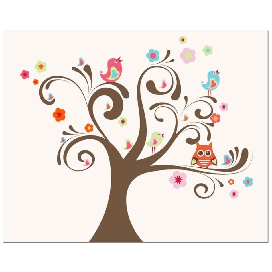 Owl & Bird Tree Art Print Overstockcom