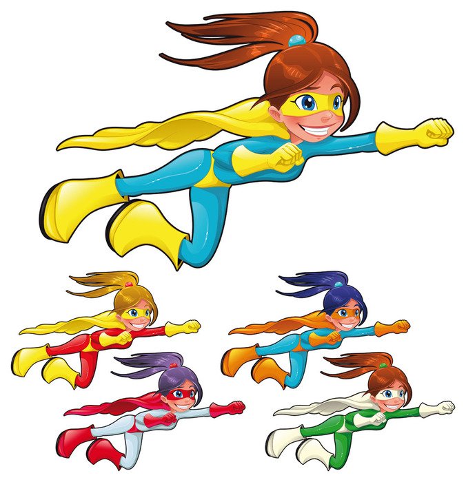 flock of Supergirl Comic characters in flight