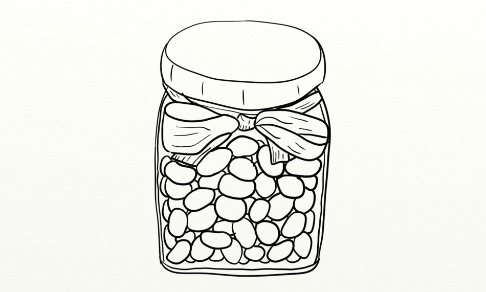 Jar Full Of Jellybeans, Outline For Colouring In