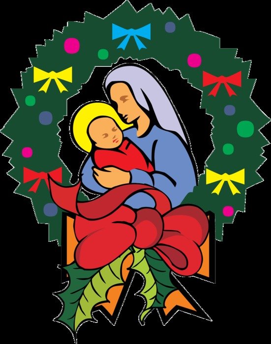 christmas drawing of mother of god with baby