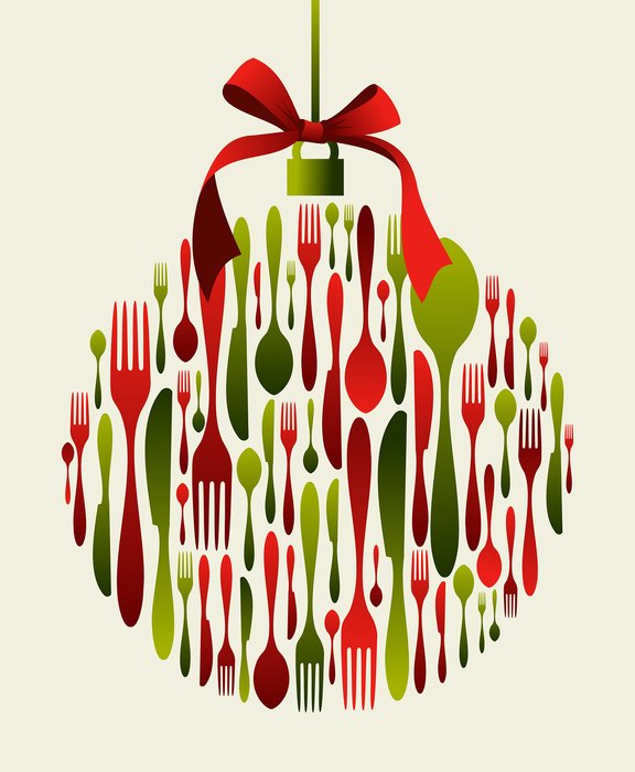 Christmas ball of colored cutlery