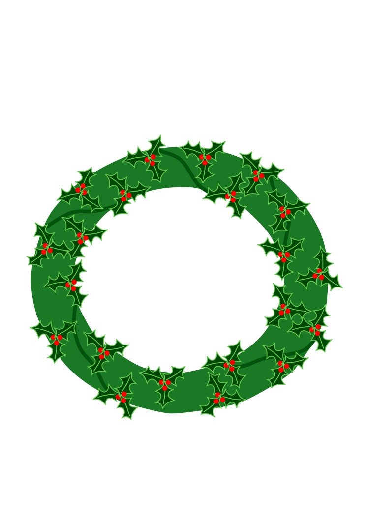 drawn round christmas wreath