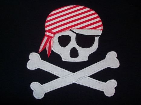 Pirate Skull And Crossbones Appliqued Tee