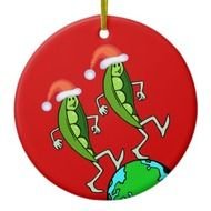 Clipart of Christmas peas dancing