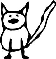 black drawing of a cat on a white background