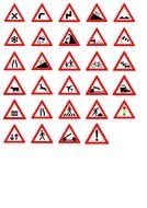 drawn triangular road signs on a white sheet