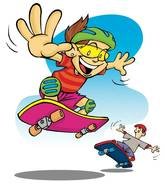 picture of happy boys on skateboards
