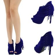 blue shoes on female legs