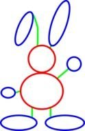 drawing of an easter bunny from circles