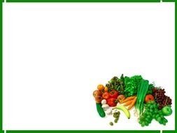 painted vegetables in a green frame