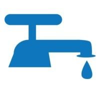 drawn blue faucet and a drop of watere