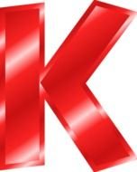 drawn shiny red letter K